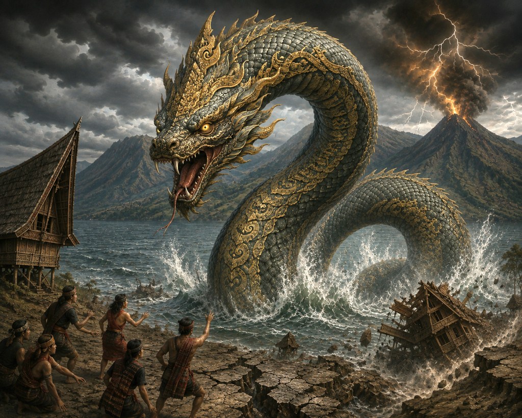 Naga Padoha. Imagen generada con Inteligencia Artificial y editada en Photoshop

